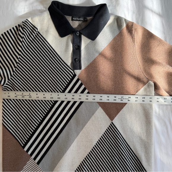 Paul Fredrick Knit Polo Shirt black brown 100% cotton size L - Picture 6 of 10
